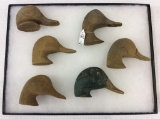 Lot of 6 Wood Decoy Heads ONLY Including