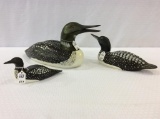 Lot of 3 Various Size Loon Decoys