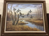 Framed Duck Painting by John S. Eberhardt