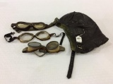 Lot of 4 Including Leather Aviator Hat & 3