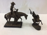 Lot of 2 Statues Including Cowboy on Horse