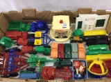 Group of Various Plastic Toy Cars, Trains, Trucks