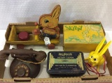 Group of Toys Including Fisher Price Rabbit Pull