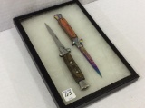 Lot of 2 Contemp. Push Button Knives Including One