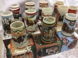 Lot of 12 Holiday Budweiser Steins in Boxes