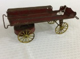 Old Red & Yellow Toy Wind Up Wagon