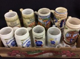 Lot of 11 Pabst Beer Ribbon Steins Including