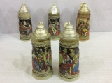 Lot of 5-Gerz West Germany Decorated Steins