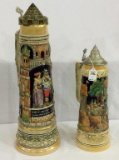 Lot of 2 Very Tall  Decorated Steins-Including