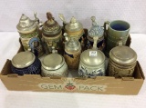 Lot of 10 Decorated Steins