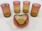 Lot of 5 Amberina Pieces w/ Inverted Thumbprint