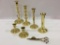 Lot of 7 with 6 Heavy Baldwin Brass Candle