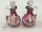 Lot of 2 Cranberry Mary Gregory Glass Cruets