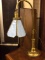 Brass Desk Lamp w/ Slag Glass Shade