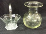 Glass Heisey Crystal Basket (Approx. 9 1/2 Inches