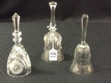 Lot of 3 Glass Crystal Bells