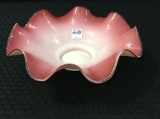 Cranberry Glass Ruffled Brides Bowl