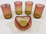 Lot of 5 Amberina Pieces w/ Inverted Thumbprint