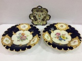 Lot of 3 Including 2 Lg. Cobalt Blue