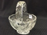 Lead Crystal Glass Handled Basket