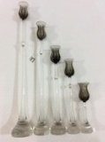 Lot of 5 Tall Art Glass Candle Holders