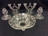 Lot of 5 Etched Glass Fostoria Including