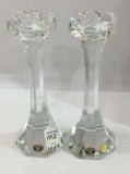 Pair of Boehmian Lead Crystal Candle Holders
