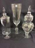 Lot of 3 Very Lg. Glassware Pieces Including