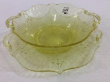 Two Piece Matching Yellow Glass Candle