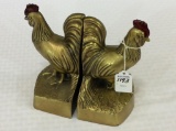 Pair of Chicken Design Metal Brass  Bookends