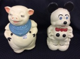 Pair of Cookie Jars Including Smiley Pig