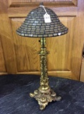 Brass Pedestal Electrified Lamp