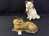 Lot of 2 Vintage Cat Statues Including