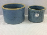 Lot of 2 Blue Pottery Butter or Cheese