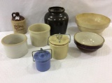 Group Including 2 Various Size Crock Bowls,