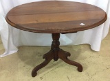 Round Wood Pedestal Lamp Table