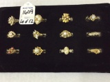 Lot of 12 Gold Costume Jewelry Rings