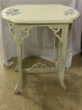 Sm. White Wash Table w/ Floral Paint