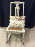 Antique White Wash Cane Seat Rocker