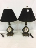 Pair of Antique Painted Portrait Lamps