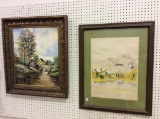 Lot of 2 Lg. Framed Paintings-Both Signed