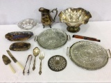 Group of Silver Pieces & Glass Serving