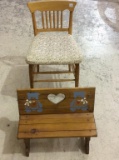 Lot of 2 Including Sm. Wood Upholstered Chair