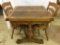 Square Pedestal Wood Table w/ 2-Pop Out