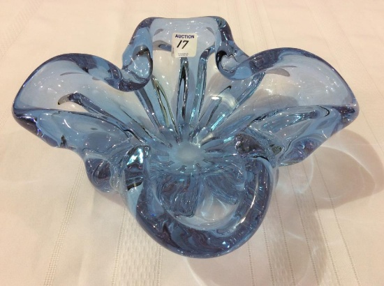Heavy Blue Art Glass Dish (Approx. 3 1/2 Inches