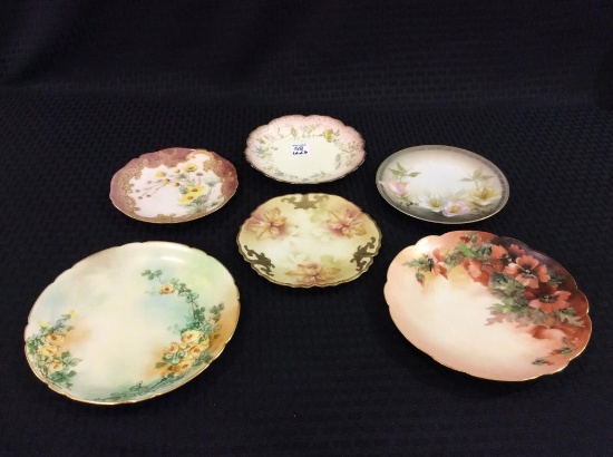 Lot of 6 Sm. Floral Painted Plates Including