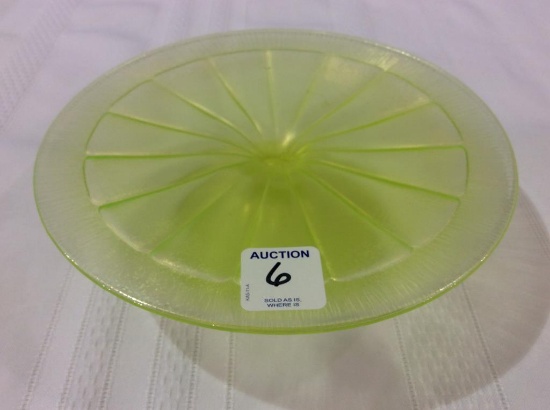 Vaseline Glass Round Pedestal Dish