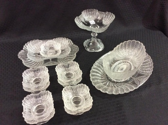 Lg. Set of Old Pressed Glass Pieces Including