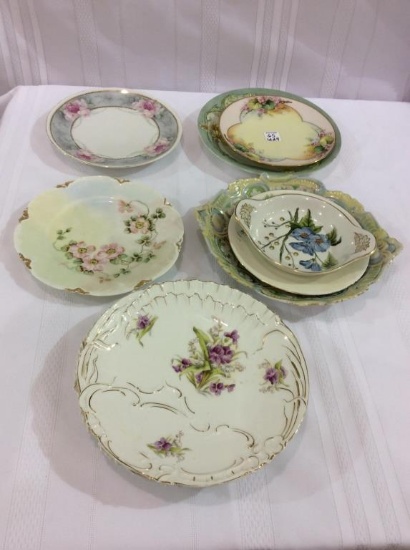 Lot of 9 Hand Painted Plates & Dishware Including