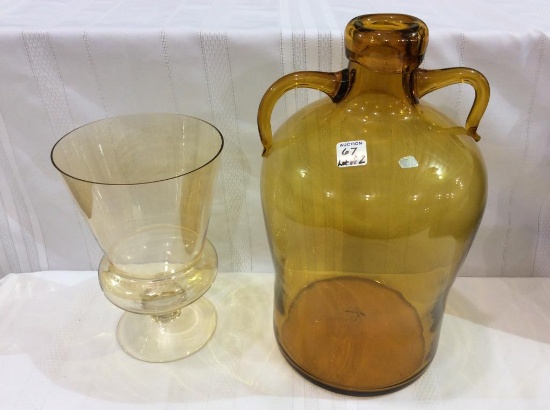 Lot of 2 Amberware Glass Pieces Including
